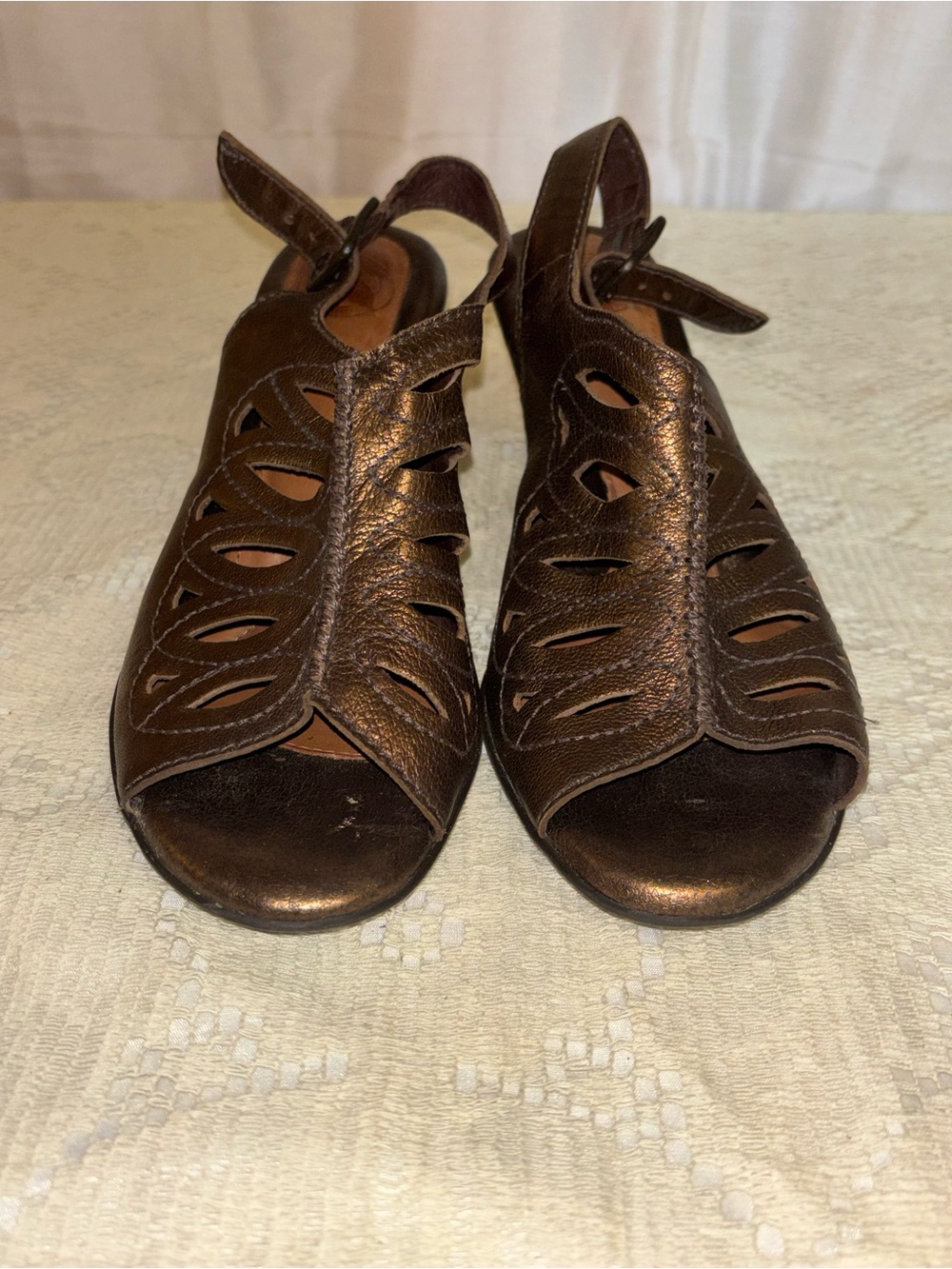 Nurture “Penelope” Metallic Dark Brown Cutout Slingback Sandals Size 7.5M
